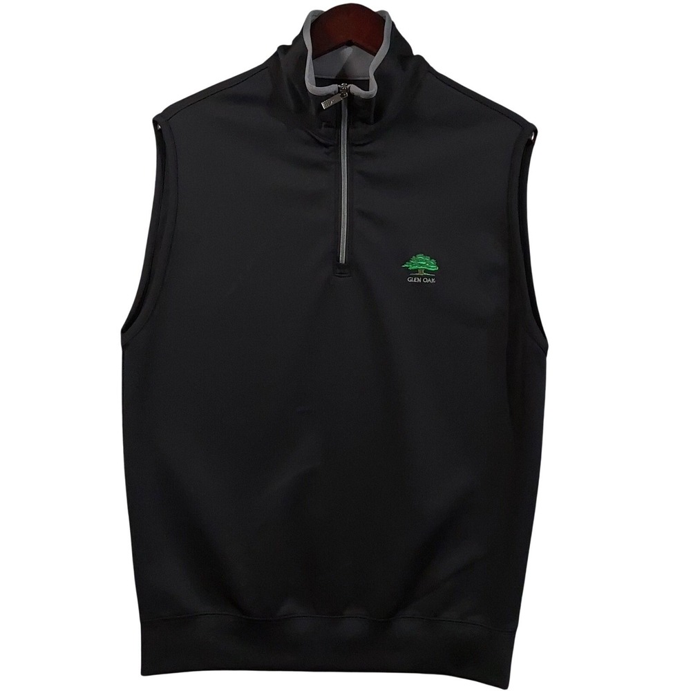 Glen Oak Antigua Vest Mens Medium Black Softshell 1/4 Zip Golf Logo Pullover